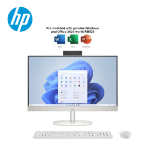 HP 24-cr0145d 23.8" FHD All-in-One Desktop PC Shell White ( i3-1315U, 8GB, 512GB SSD, Intel, W11, HS+M365 )