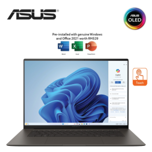 Asus Zenbook S 16 OLED UM5606W-ARJ107WSM 16'' 3K Laptop Grey ( Ryzen AI 9 HX 370, 32GB, 1TB SSD, ATI, W11, HS+M365 )