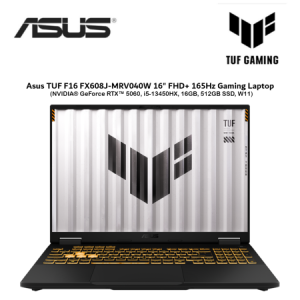 Asus TUF F16 FX608J-MRV040W 16" FHD+ 165Hz Gaming Laptop ( NVIDIA® GeForce RTX™ 5060, i5-13450HX, 16GB, 512GB SSD, W11 )
