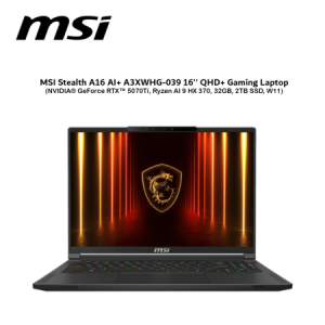 MSI Stealth A16 AI+ A3XWHG-039 16'' QHD+ Gaming Laptop ( NVIDIA® GeForce RTX™ 5070Ti, Ryzen AI 9 HX 370, 32GB, 2TB SSD, W11 )