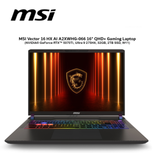 MSI Vector 16 HX AI A2XWHG-066 16" QHD+ Gaming Laptop ( NVIDIA® GeForce RTX™ 5070Ti, Ultra 9 275HX, 32GB, 2TB SSD, W11 )