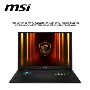 MSI Vector 18 HX AI A2XWIG-644 18" QHD+ Gaming Laptop ( NVIDIA® GeForce RTX™ 5080, Ultra 9 275HX, 32GB, 2TB SSD, W11 )